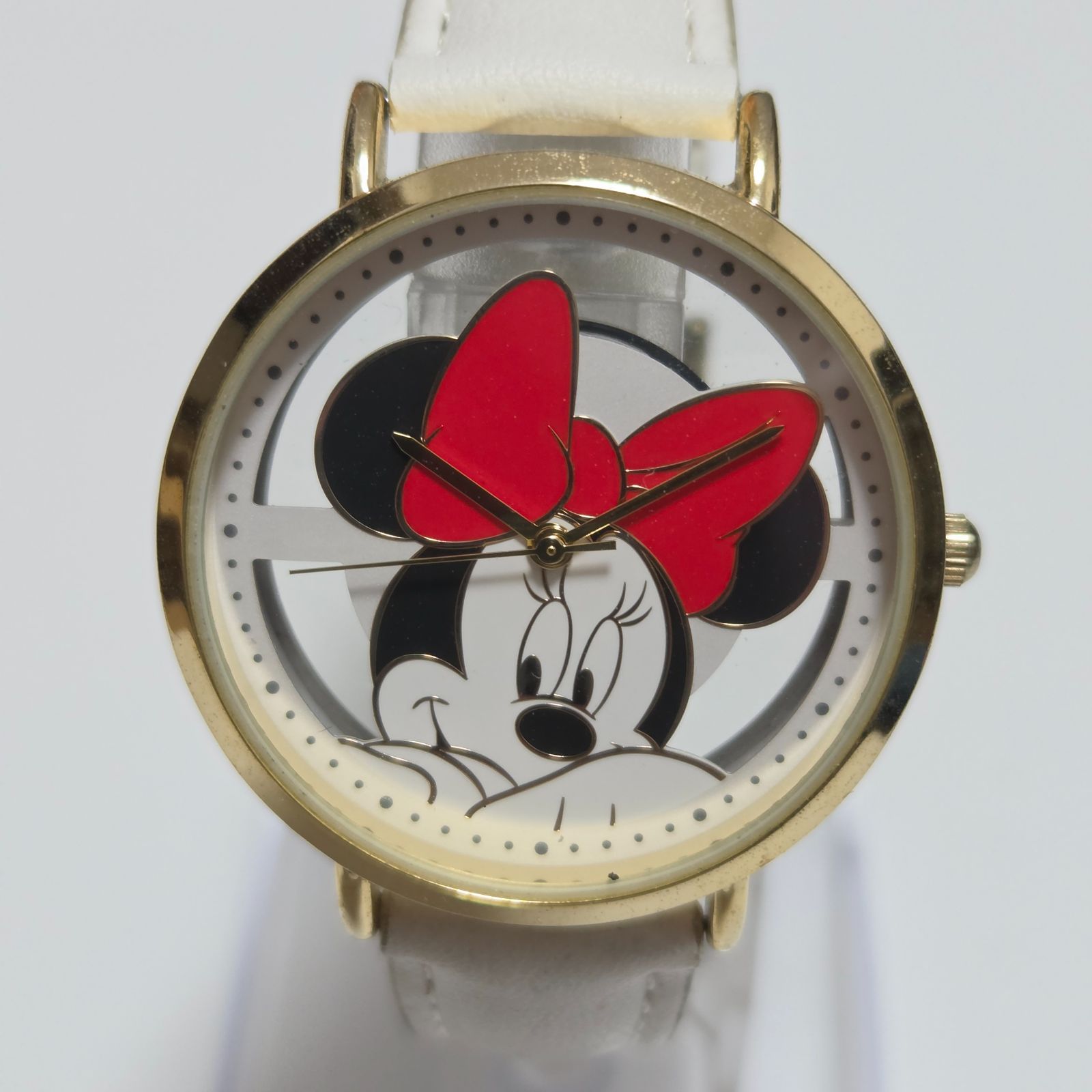 Disney ディズニー ミニーマウス レディース腕時計 スケルトン 白