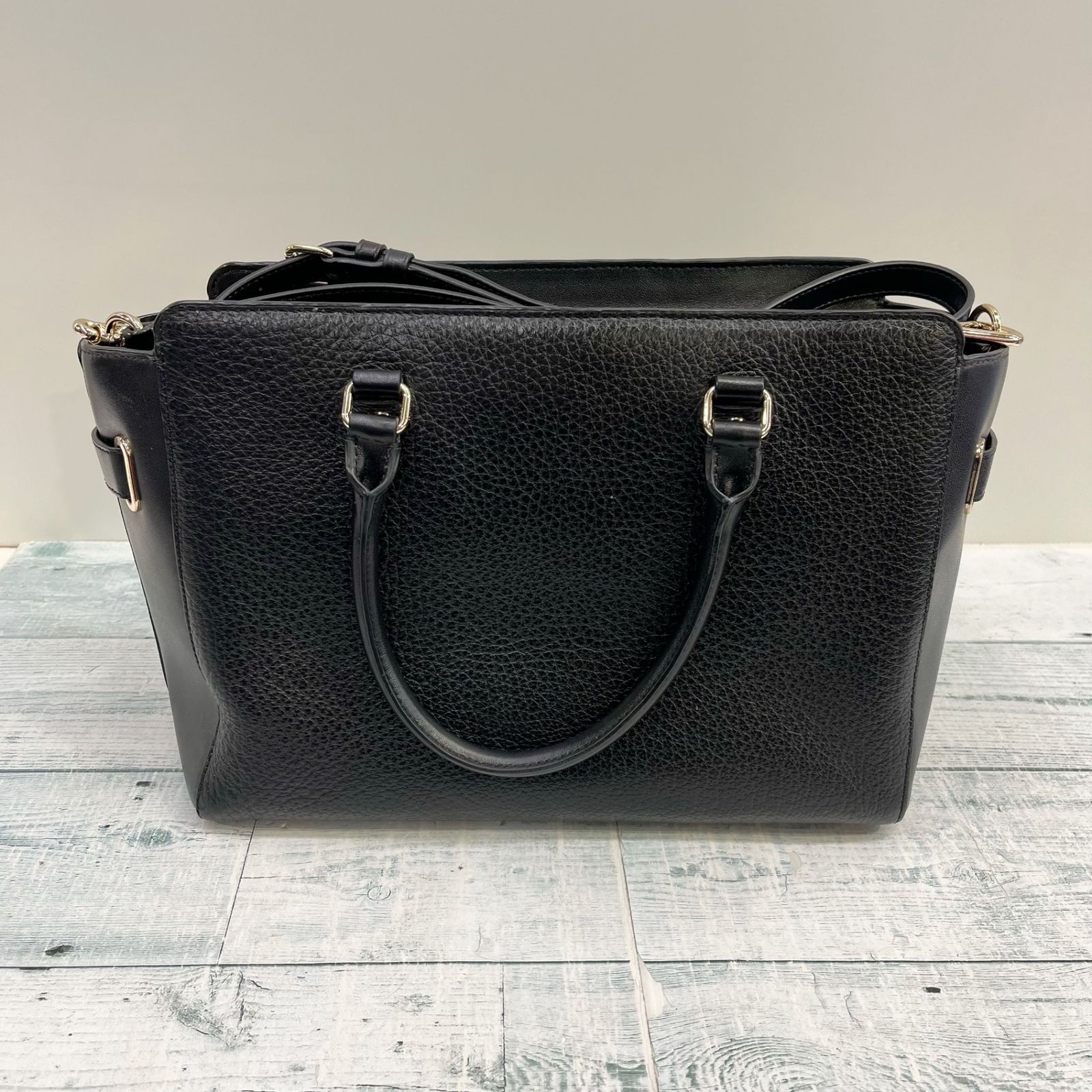 COACH コーチ 2way ショルダー ハンド バッグ レザー ブラック 黒 無地
