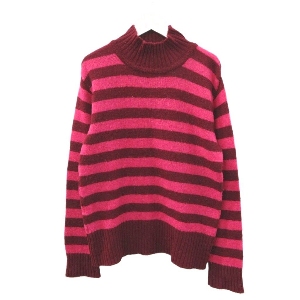 ドリスヴァンノッテン DRIES VAN NOTEN ボーダー ハイネック ニット セーター M レッド系 ウール 長袖 トップス