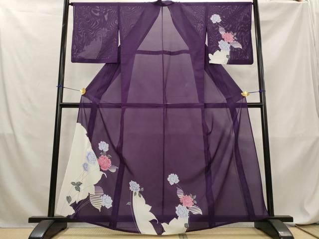 平和屋着物＊夏物　訪問着　絽　枝花文　洗える着物　AABL6228st
