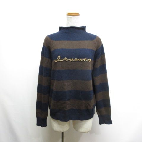 エルマノシェルビーノ ERMANNO SCERVINO ボーダー柄 ハイネック ニット