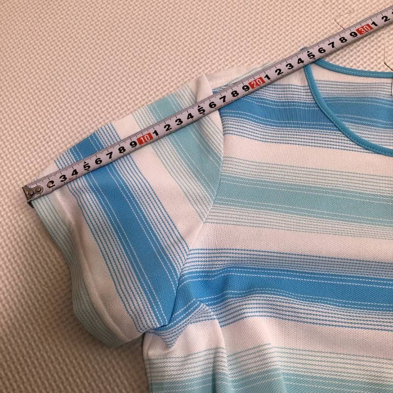 新品 未使用 Courreges クレージュ 半袖 ボーダー トップス アクア