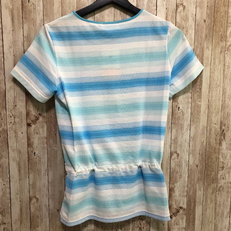 新品 未使用 Courreges クレージュ 半袖 ボーダー トップス アクア