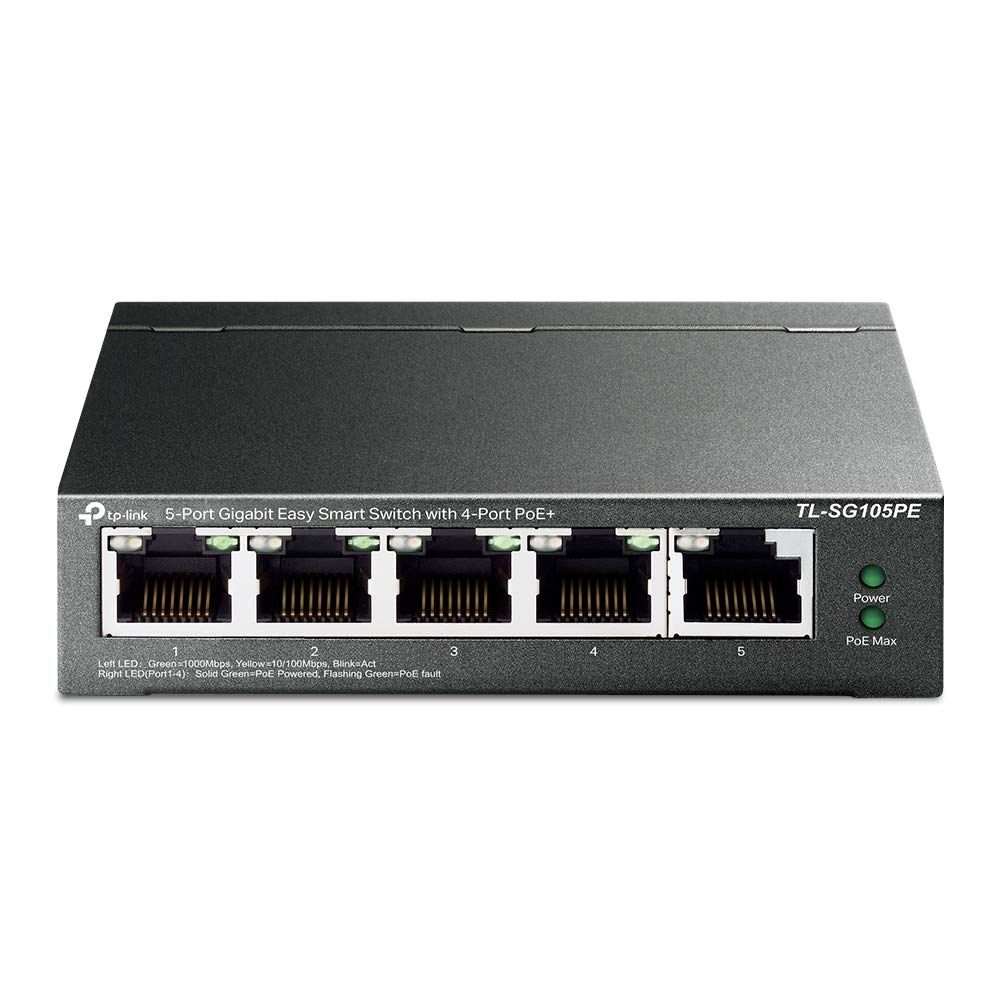 TP-Link 5ポート ギガビット イージースマートスイッチ(4 PoE+ポート搭載)TL-SG105PE [単品] [3.) 4*PoE+ 65W/VLAN]