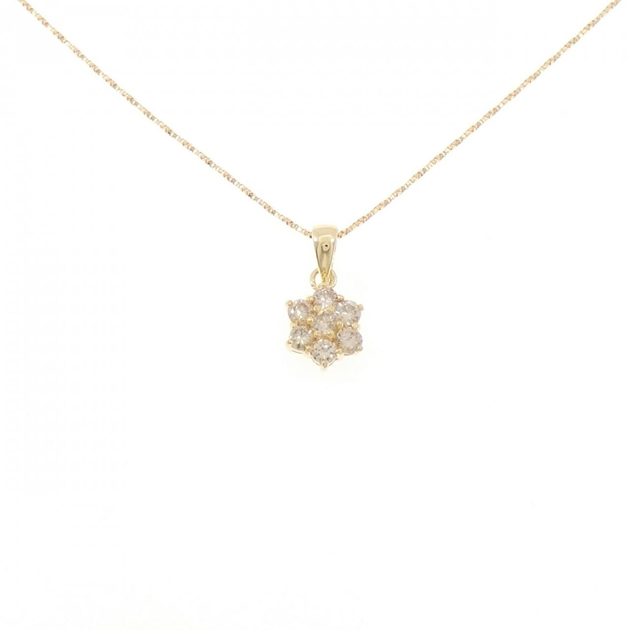 K18YG/750YG フラワー ダイヤモンド ネックレス 0.50CT