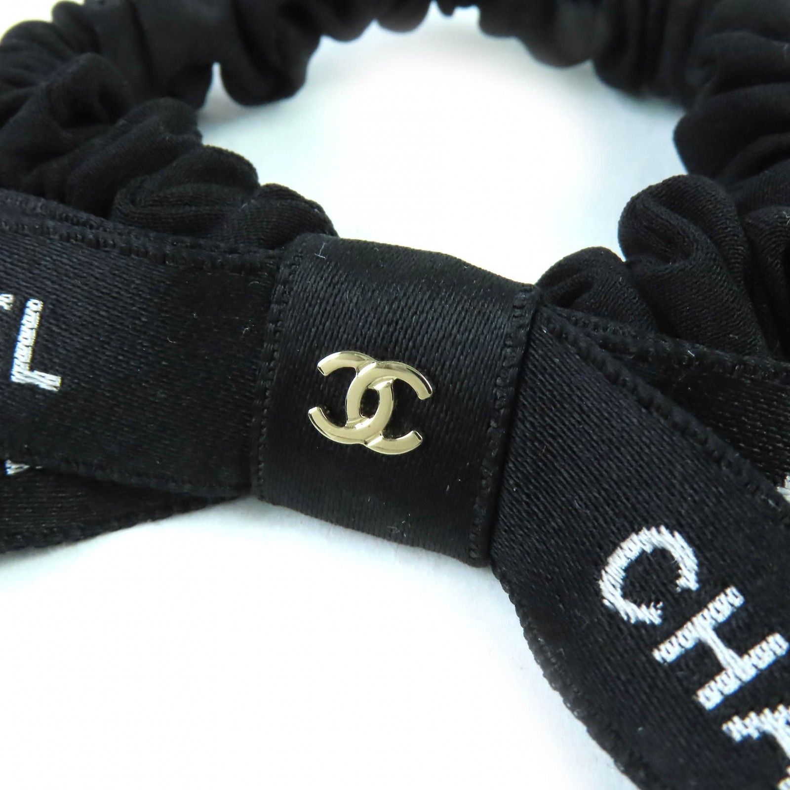 極美品△CHANEL シャネル 24B ココマーク ロゴリボン シュシュ