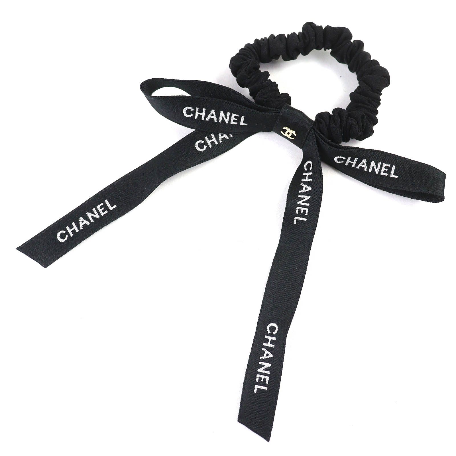 極美品△CHANEL シャネル 24B ココマーク ロゴリボン シュシュ
