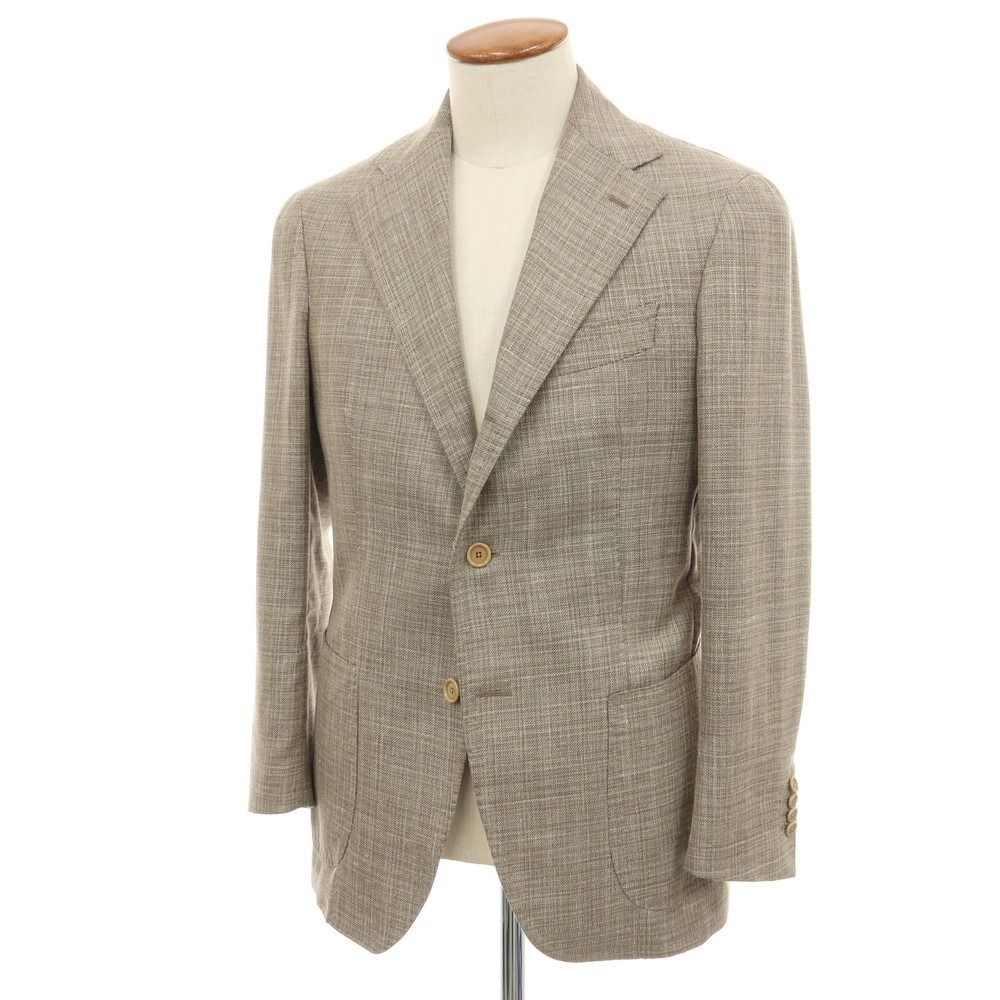 【中古】ティト アレグレット TITO ALLEGRETTO ウールシルクリネン 3B テーラードジャケット ブラウン【サイズ46】【メンズ】