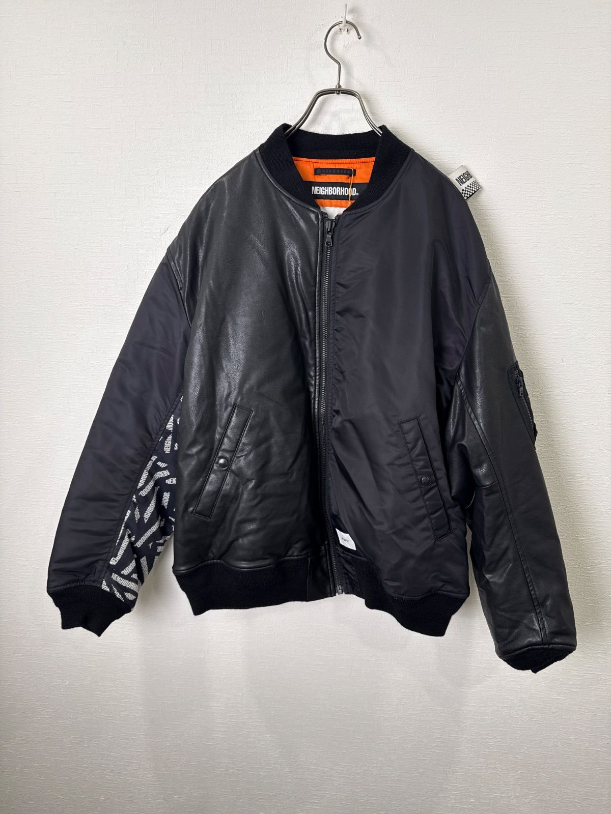 R00595｜NEIGHBORHOOD ネイバーフッド｜WTAPS ダブルタップス｜MA-1｜フライトジャケット｜Black ブラック｜ナイロン｜ウール｜ミリタリー｜ブルゾン｜ストリート｜アメカジ｜古着｜USA古着｜90S｜Y2K｜ヴィンテージ｜アウター 47,940円