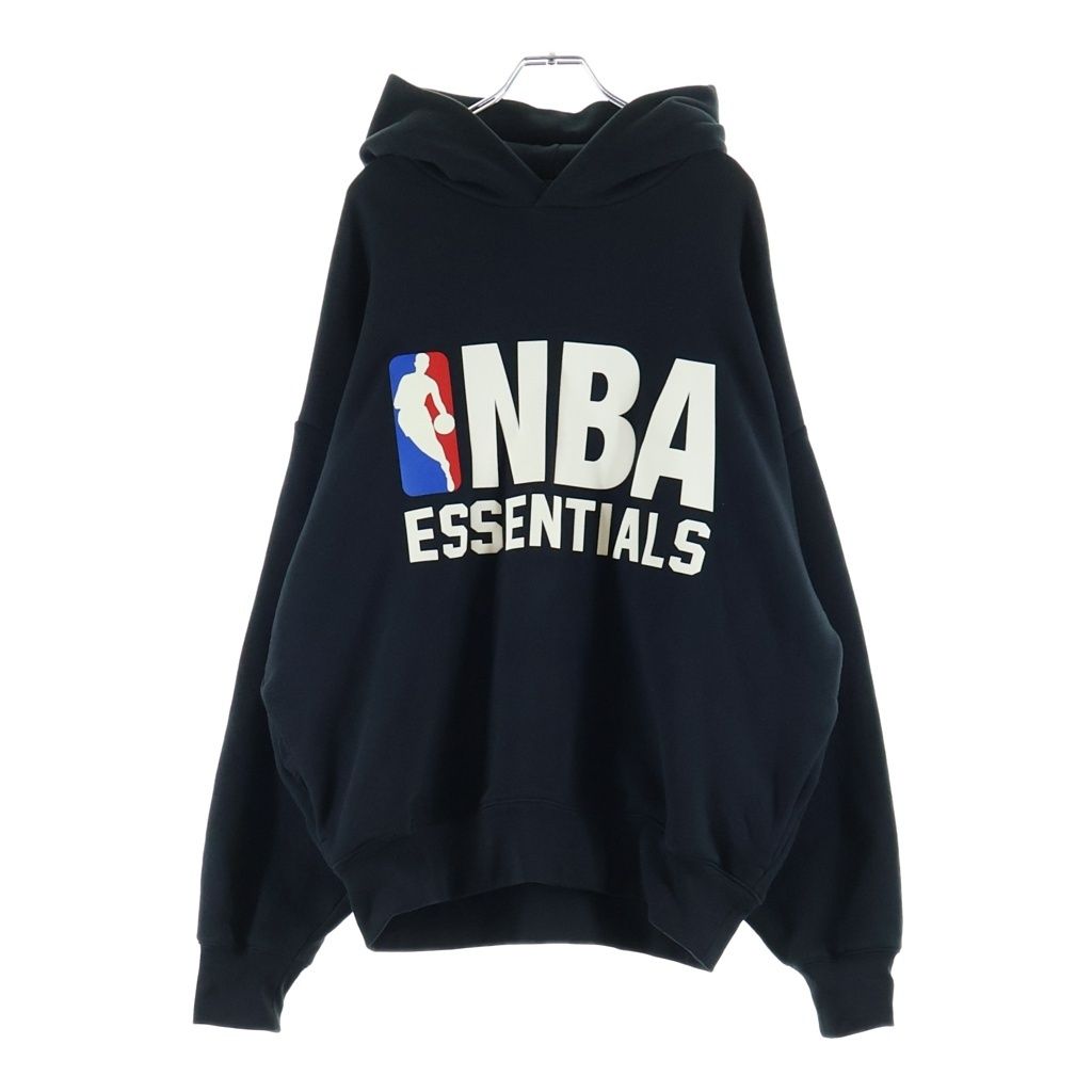 FEAR OF GOD ESSENTIALS (フィアオブゴッド エッセンシャルズ) ×NBA HOODIE フロントロゴ フーディー プルオーバー スウェットパーカー ブラック