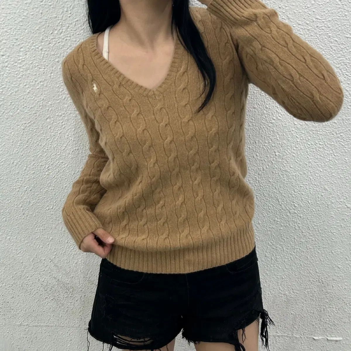 ポロ ラルフローレン 白 ポニー キャラメル味 ケーブル編み ニット M 11,268円