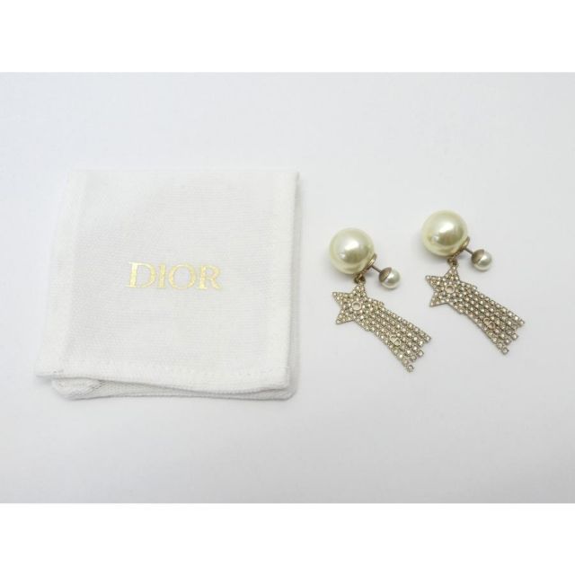 Dior ディオール Pearl Crystal Shooting Star Tribales Earrings 保存袋付 ピアス △WP3147