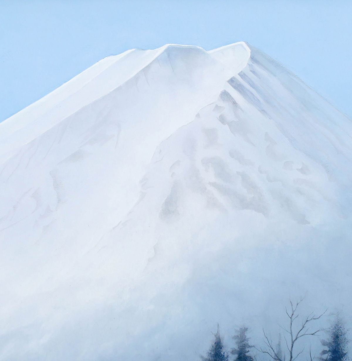 真作】【WISH】清水信行「富岳」日本画 10号 共シール ◇雪化粧が