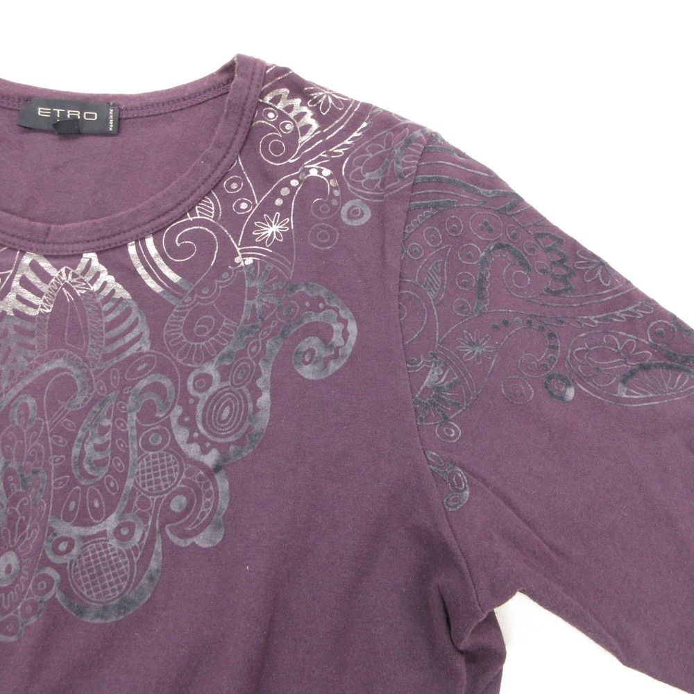 美品✨ETRO 長袖シャツ ペイズリー パープル ストレッチ イタリア製 L ETRO エトロ 長袖Tシャツ トップス カットソー ペイズリー柄 クルー