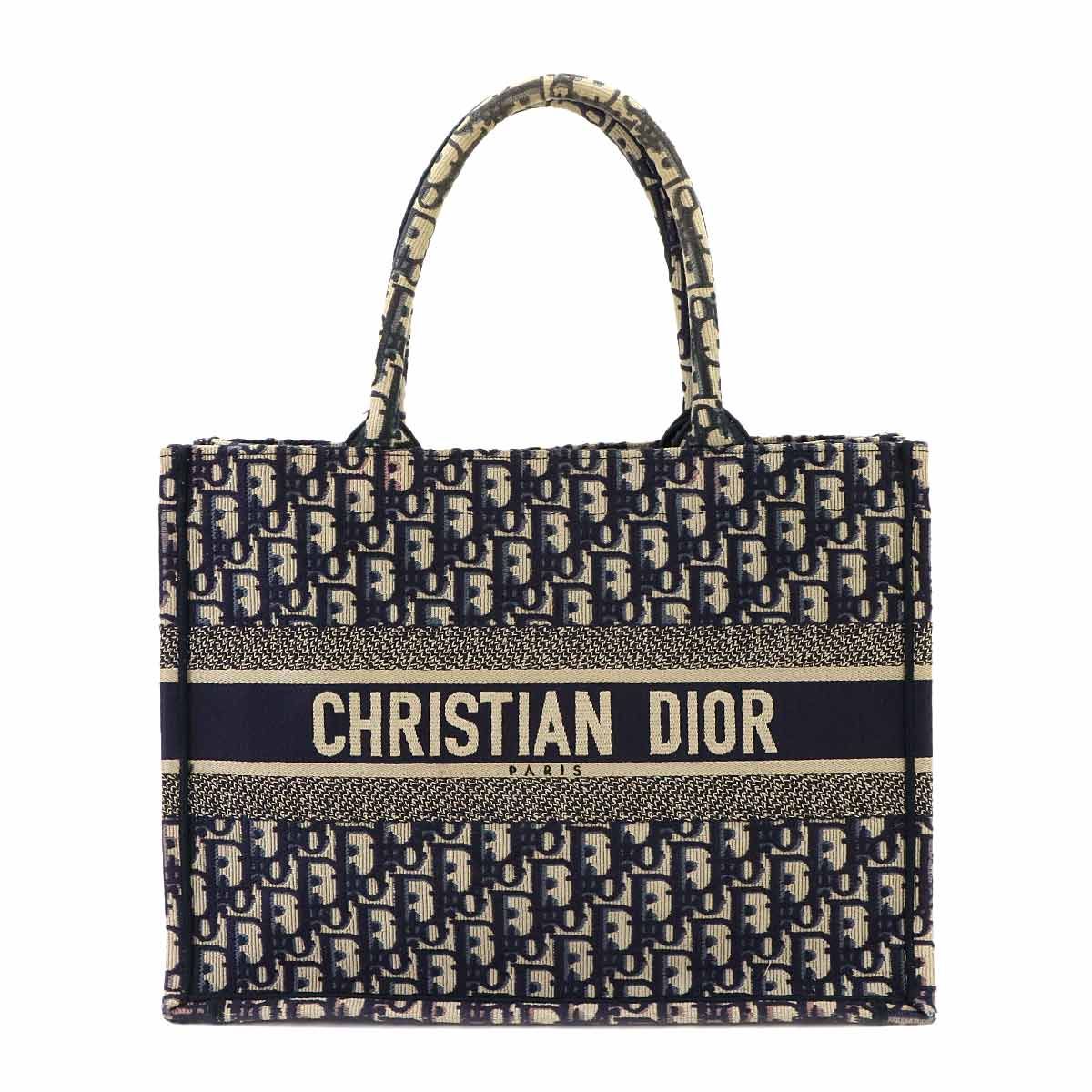 ブック トート ミディアム バッグ クリスチャン ディオール Christian Dior オブリーク キャンバス ネイビー M1296ZRIW 90338555 82,500円