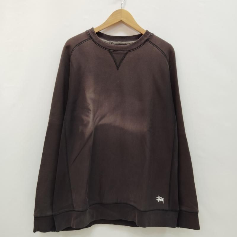 【希少】OLD STUSSY スウェット　ブラウン　Lサイズ　前V字ガゼット ステューシー 90s スウェット ラグラン スリーブ 前Vガゼット付き 鬼