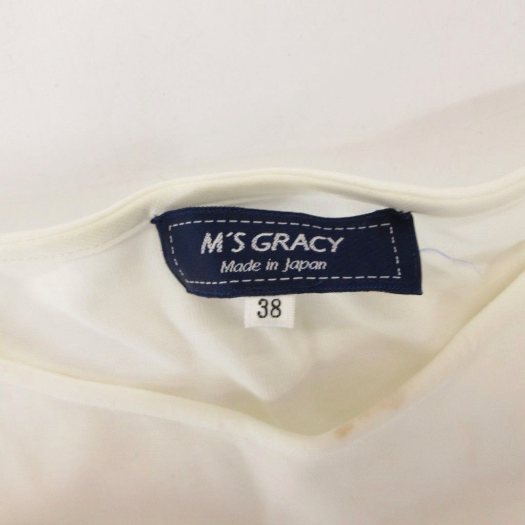 エムズグレイシー M'S GRACY カットソー Tシャツ 花柄レース袖 38 白