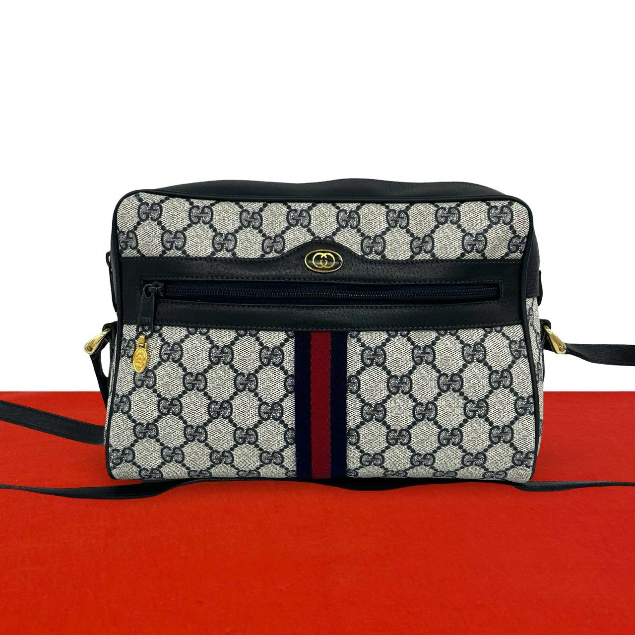 極 美品 GUCCI グッチ シェリーライン GG 柄 レザー 本革 ショルダー