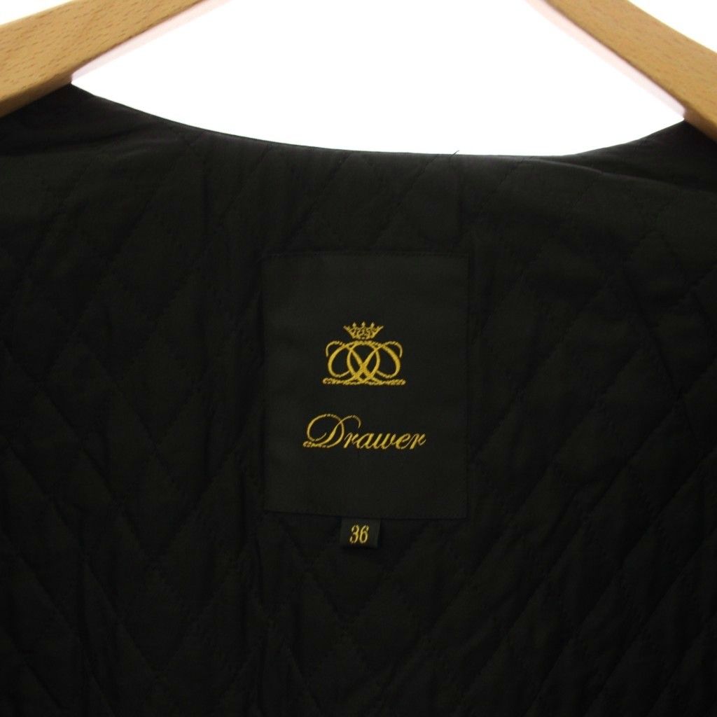 ドゥロワー Drawer ノーカラーコート ロング 中綿 シルク 絹 アウター