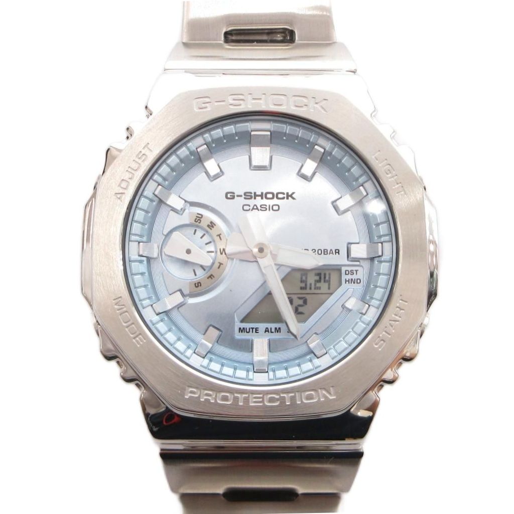 ジーショック G-SHOCK 美品 アナデジ 腕時計 GM-2110D-2AJF クォーツ 多機能 文字盤ライトブルー シルバーカラー 八角形 /TQ 19,637円