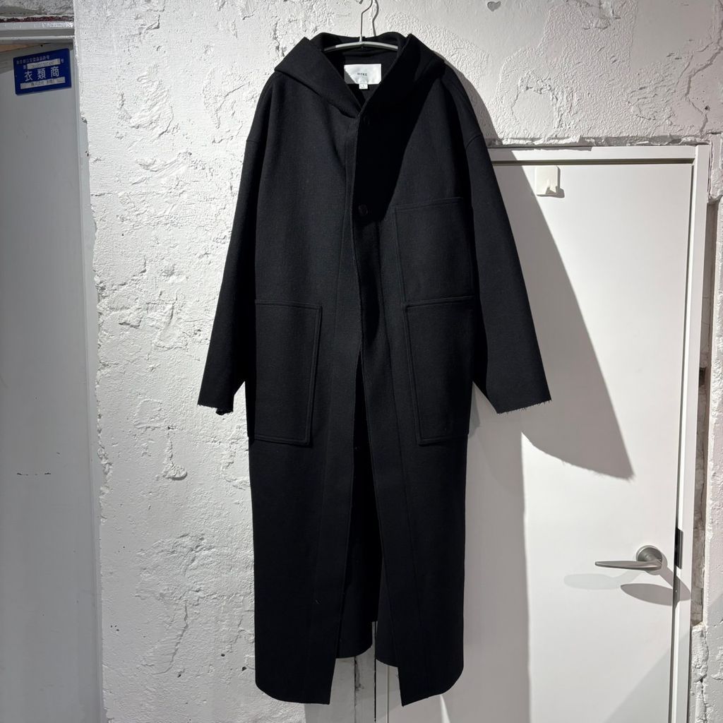 HYKE ハイク 24AW MELTON HOODED WORK COAT コート ブラック size:1