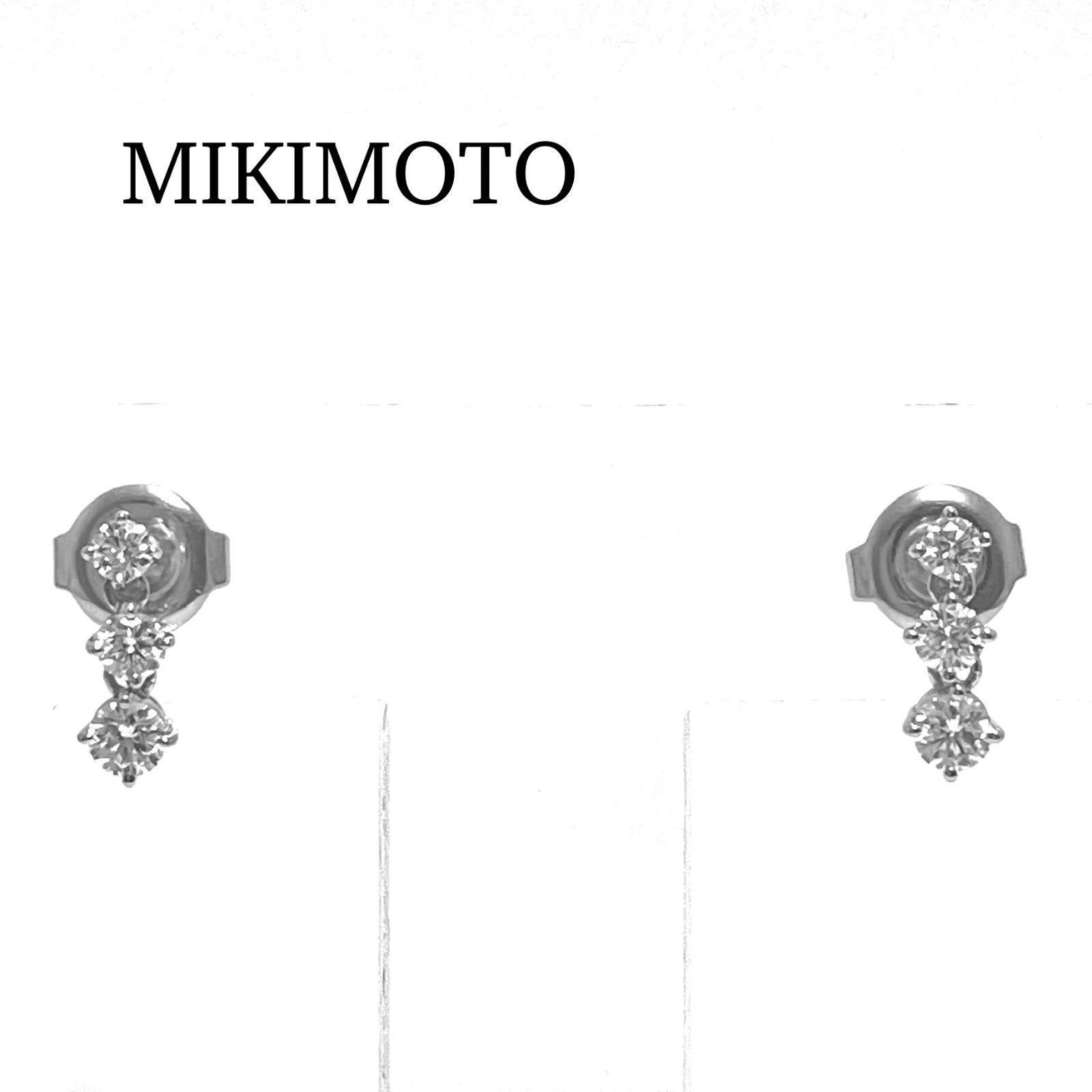 MIKIMOTO / ミキモト　ダイヤピアス　K18WG　0.17ct/0.17ct　3ストーン 110,000円