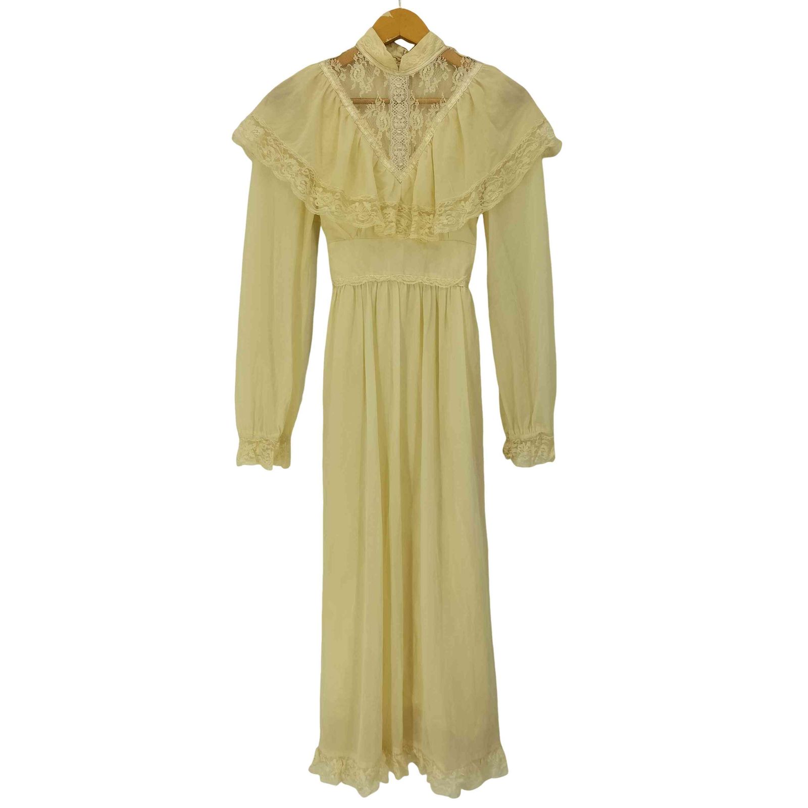 gunne sax ガニーサックス　花柄長袖ワンピース ウエストリボン付き　春 ガニーサックス GUNNE SAX 70S 紙タグ ロケットTALON 花柄レース