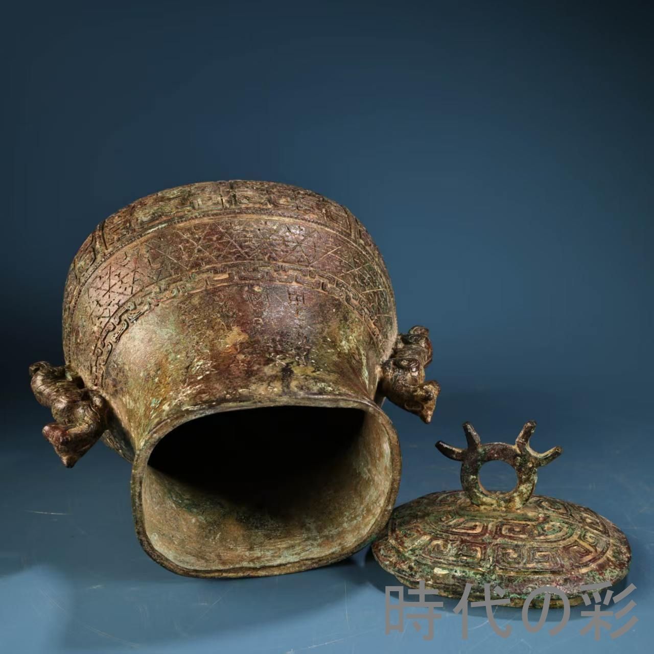 青銅虎耳罐・ブロンズ壺】中国古美術 青銅器 虎耳装飾 古典壺 伝統工芸