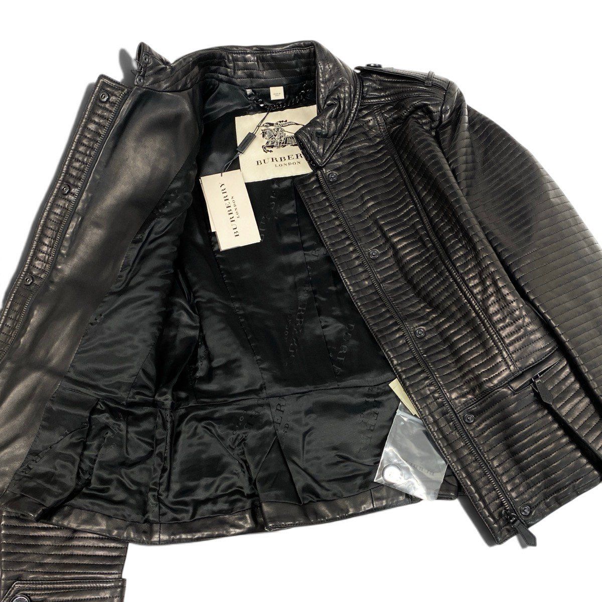 j9 【新品保管品】BURBERRY LONDON レザージャケット バイカー