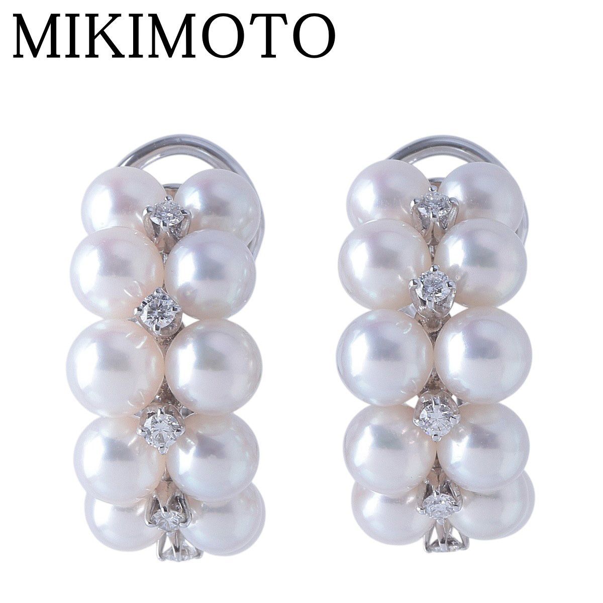 ミキモト パール ダイヤ ピアス K18WG 新品仕上げ済 MIKIMOTO【27665】 299,980円