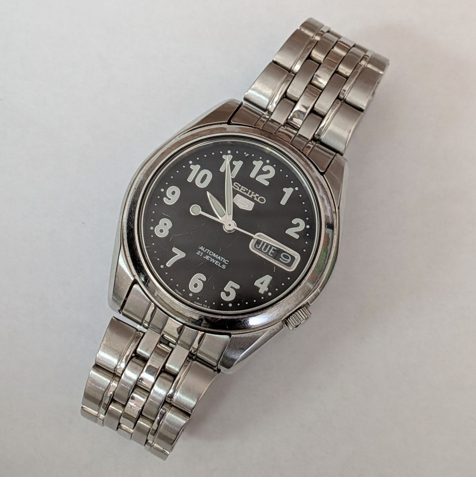 稼働品】SEIKO 5 セイコー5 自動巻き 腕時計 7S26-01V0 ブラック文字盤