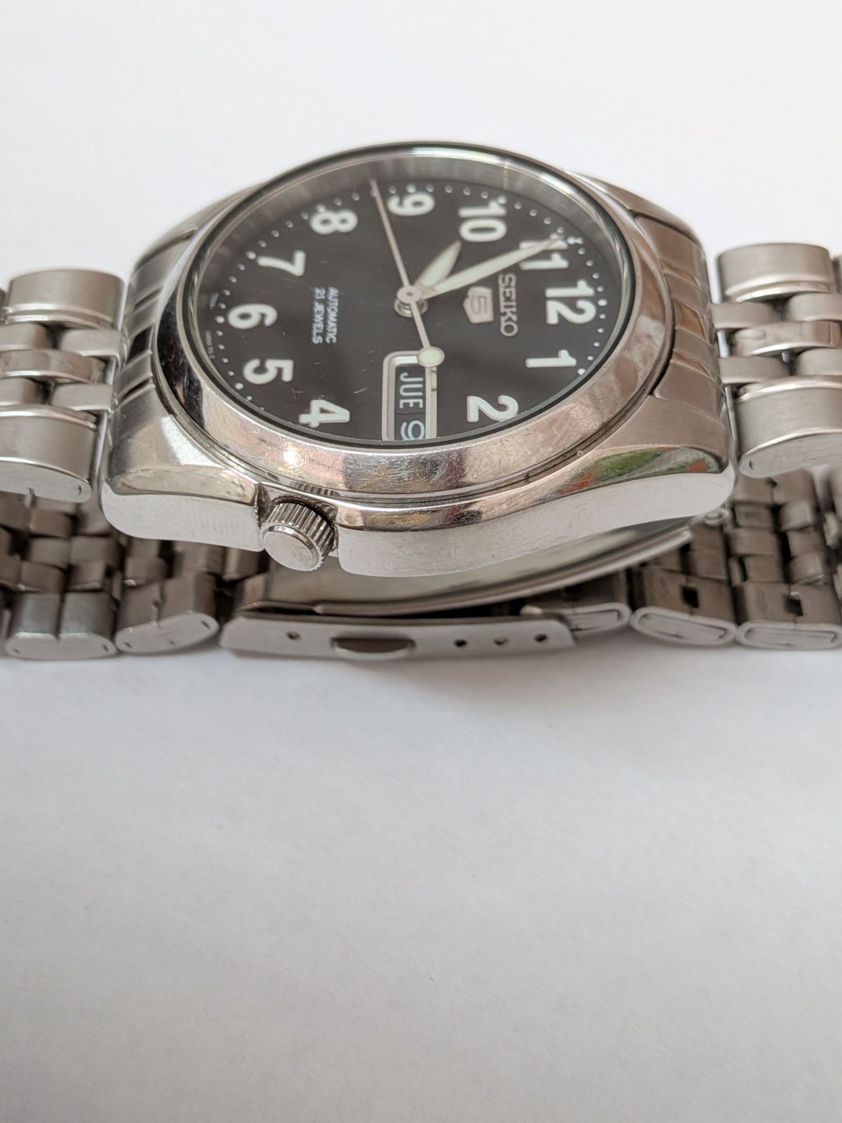 稼働品】SEIKO 5 セイコー5 自動巻き 腕時計 7S26-01V0 ブラック文字盤