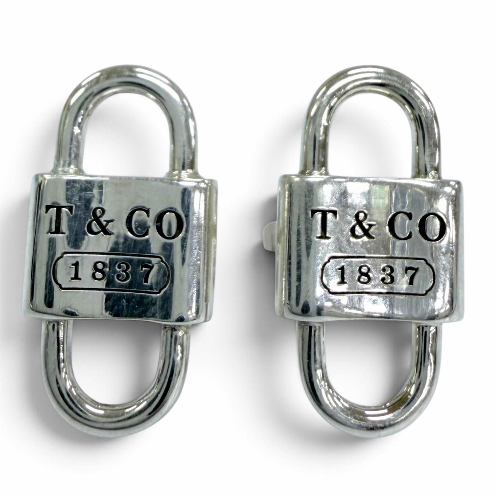 美品☆TIFFANY&Co. ティファニー ティファニー 1837 スモールダブルロック ピアス AG925 シルバー 重量3.9g レディース 箱・保存袋付き 84,000円