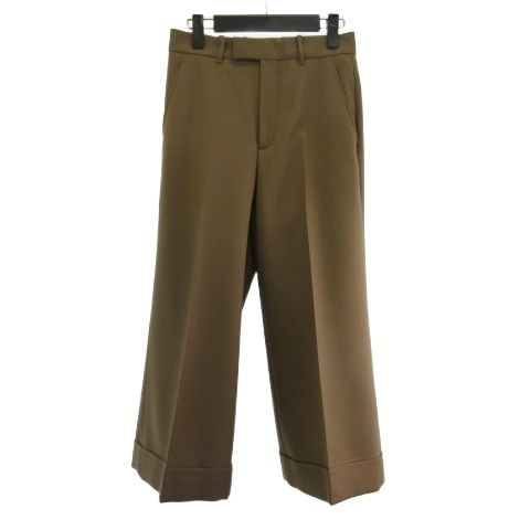 グッチ GUCCI 731943 ゴールドトーンボタン フルード ドリルパンツ スラックス ベージュ 36