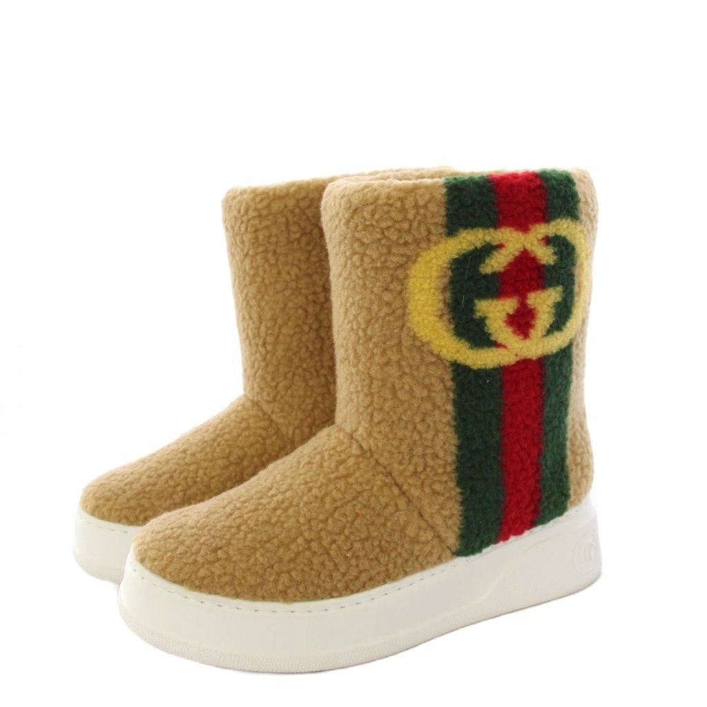 グッチ GUCCI ボアブーツ ショート丈 インターロッキングG シェリーライン 35 ベージュ 721058 /KH 50,900円