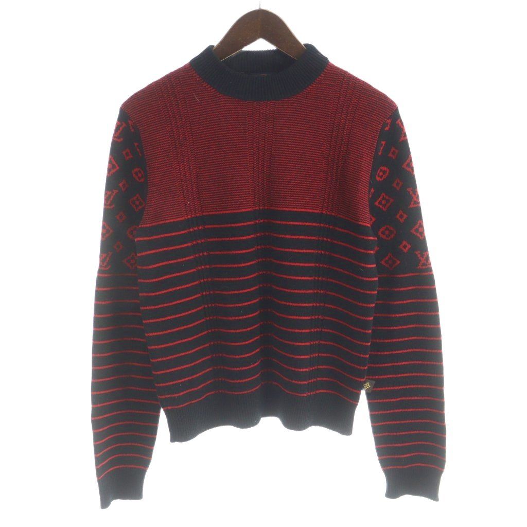 ルイヴィトン LOUIS VUITTON ニット セーター 長袖 カシミヤ ウール混 モノグラム M 黒 ブラック 赤 レッド FJKL08XZN /MW ■GY18 48,540円