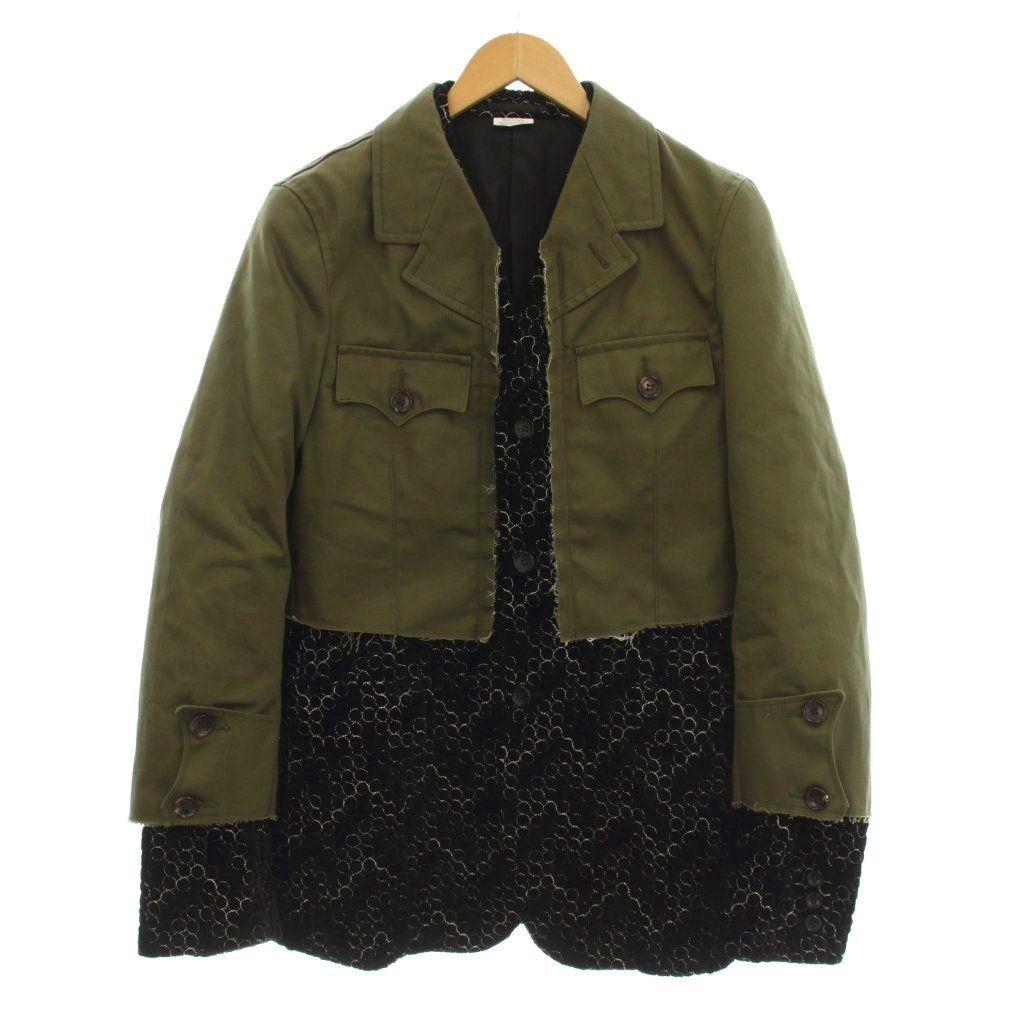 コムデギャルソンオムプリュス COMME des GARCONS HOMME PLUS AD2025 25AW TO HELL WITH WAR ドッキングジャケット ミリタリー テーラード M カーキ 黒 PP-J023 /KH