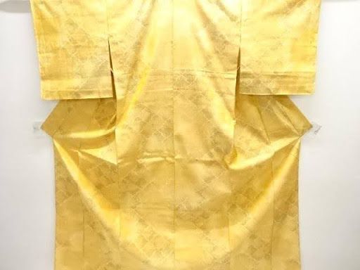 未使用品　十日町紬　単衣　松皮菱模模様　身丈156㎝　R8-K-49