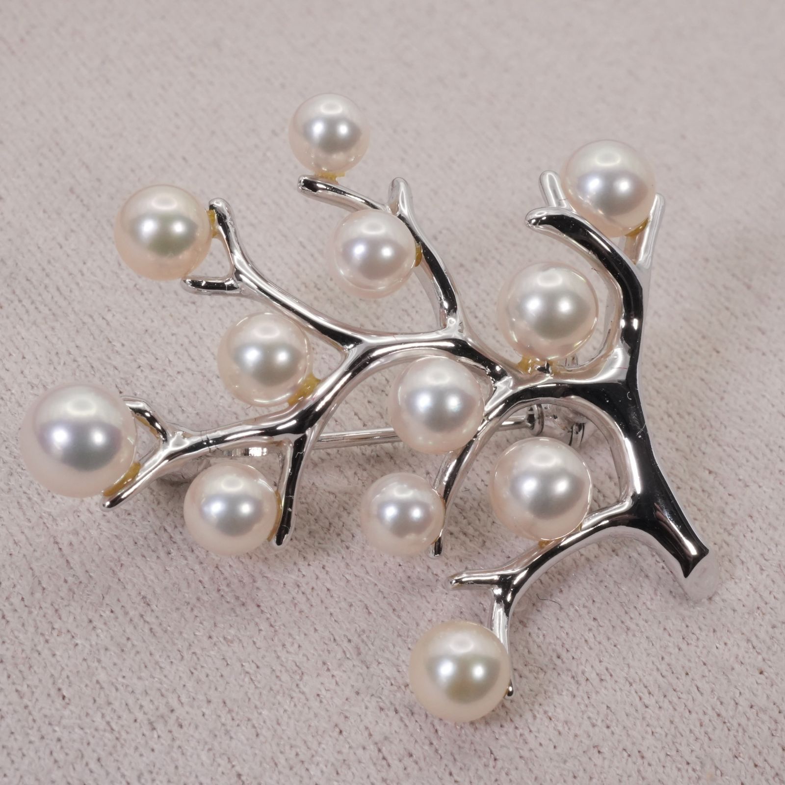 ミキモト 幸福の木 ベビーパール シルバー ブローチ MIKIMOTO /26-2399