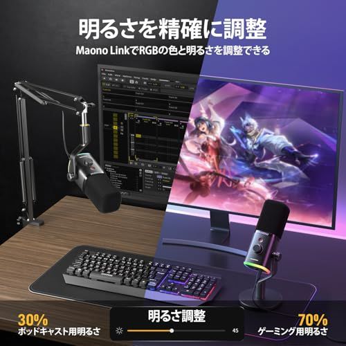 MAONO ワイヤレスポッドキャストマイク ワイヤレス/USB/XLR接続可能 MAONO XLR/USB ゲーミングマイク ノイズキャンセリング PCマイク