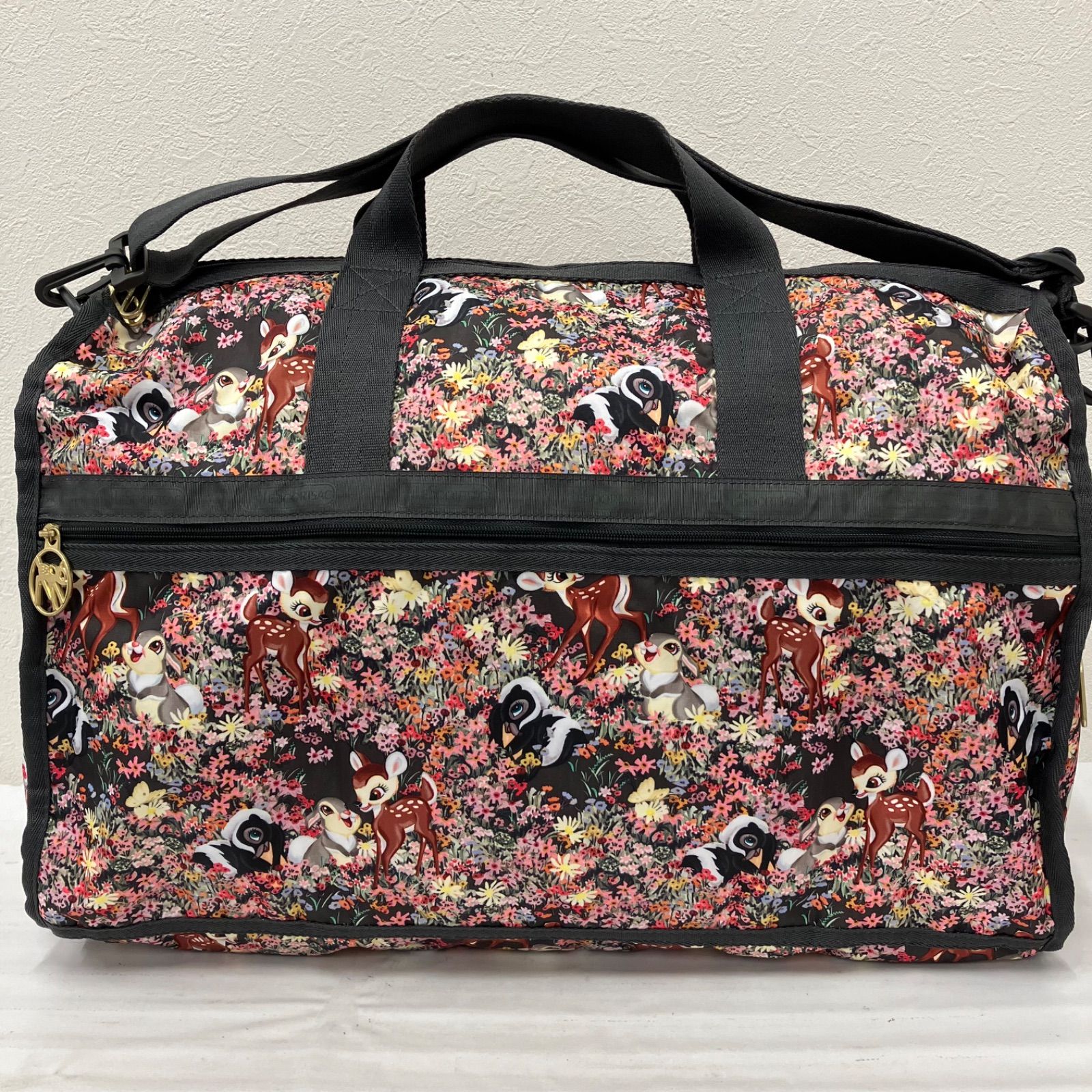 レスポートサック　ディズニー　バンビ　パッキングポーチ　2点セット 9347 【良品】 LeSportsac レスポートサック バンビ bambi コラボ 2way