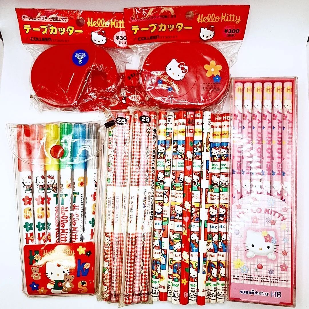 未使用☆平成レトロ ハローキティ えんぴつ 鉛筆 カラ―ぺン テープ