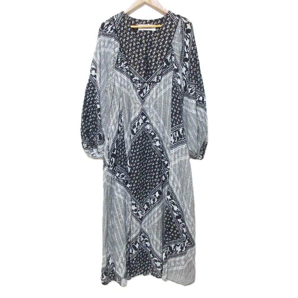 Sara mallika サラマリカ Cotton Block Pattern Dress 長袖 マキシ丈