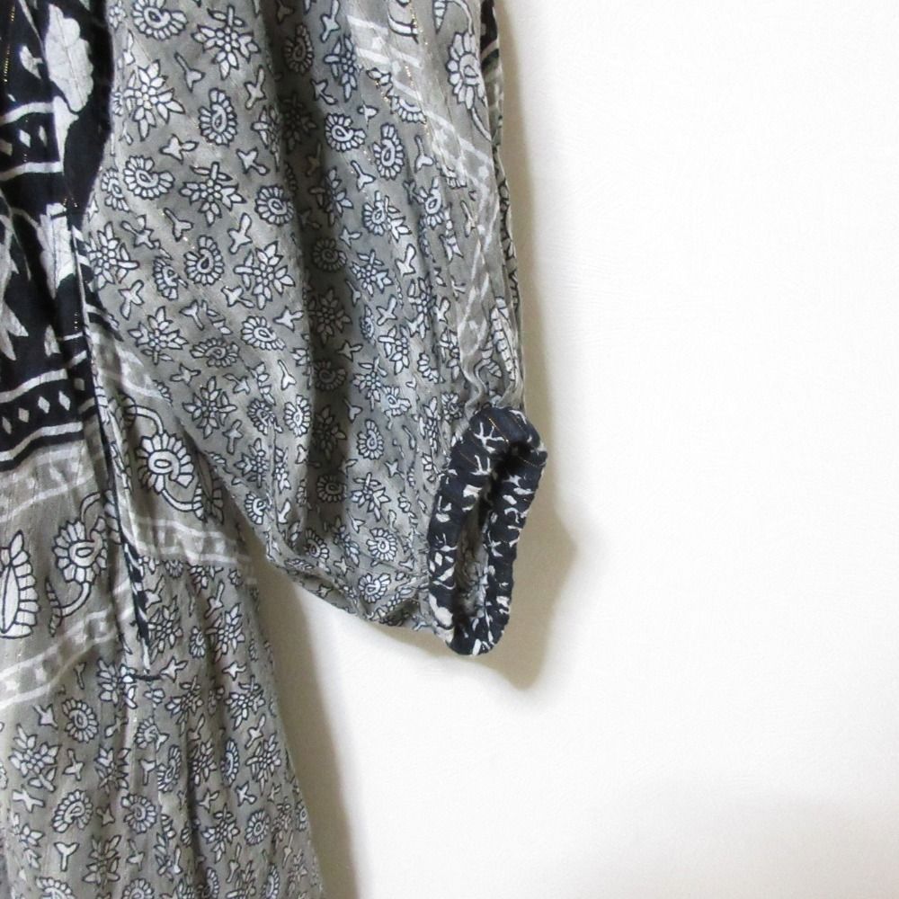 Sara mallika サラマリカ Cotton Block Pattern Dress 長袖 マキシ丈