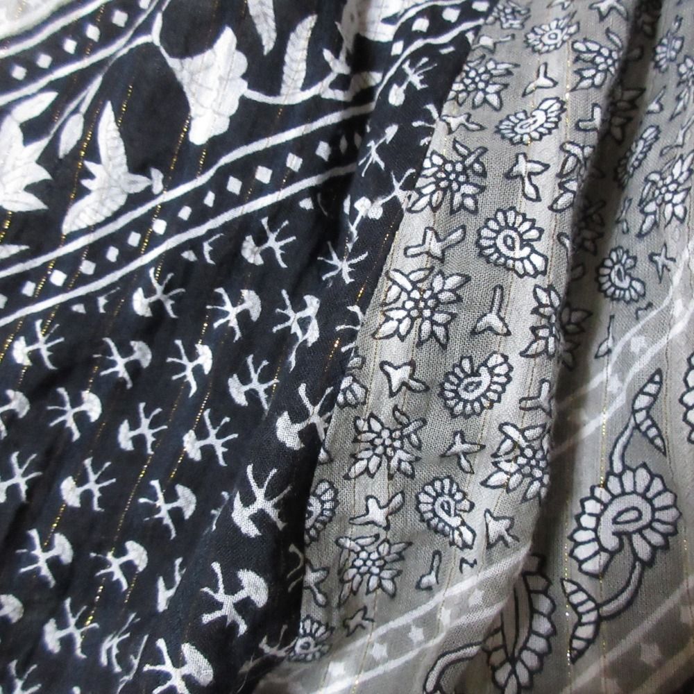 Sara mallika サラマリカ Cotton Block Pattern Dress 長袖 マキシ丈