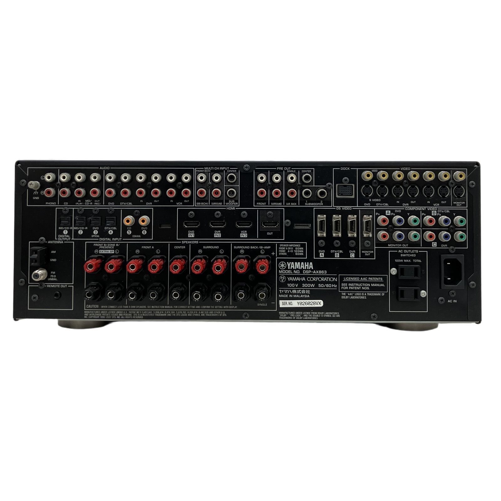 YAMAHA DSP-AX863 AVアンプ オーディオ 音響機材 ヤマハ 中古