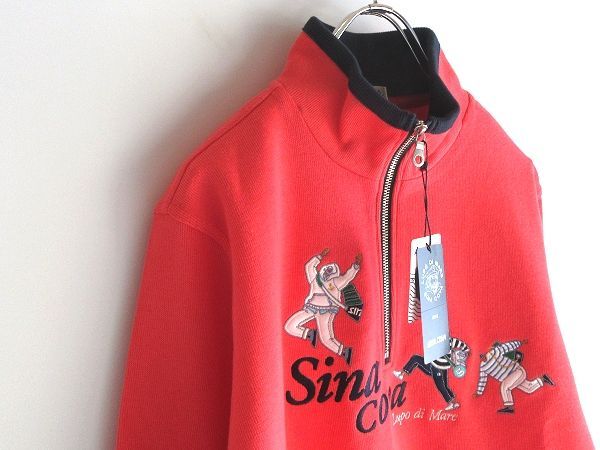 シナコバ　SINA COVA 刺繍　トレーナー　レッド　 長袖　船長　ワッペン 新品タグ付 SINA COVA シナコバ 船長ロゴワッペン ロゴ刺繍 ハーフ