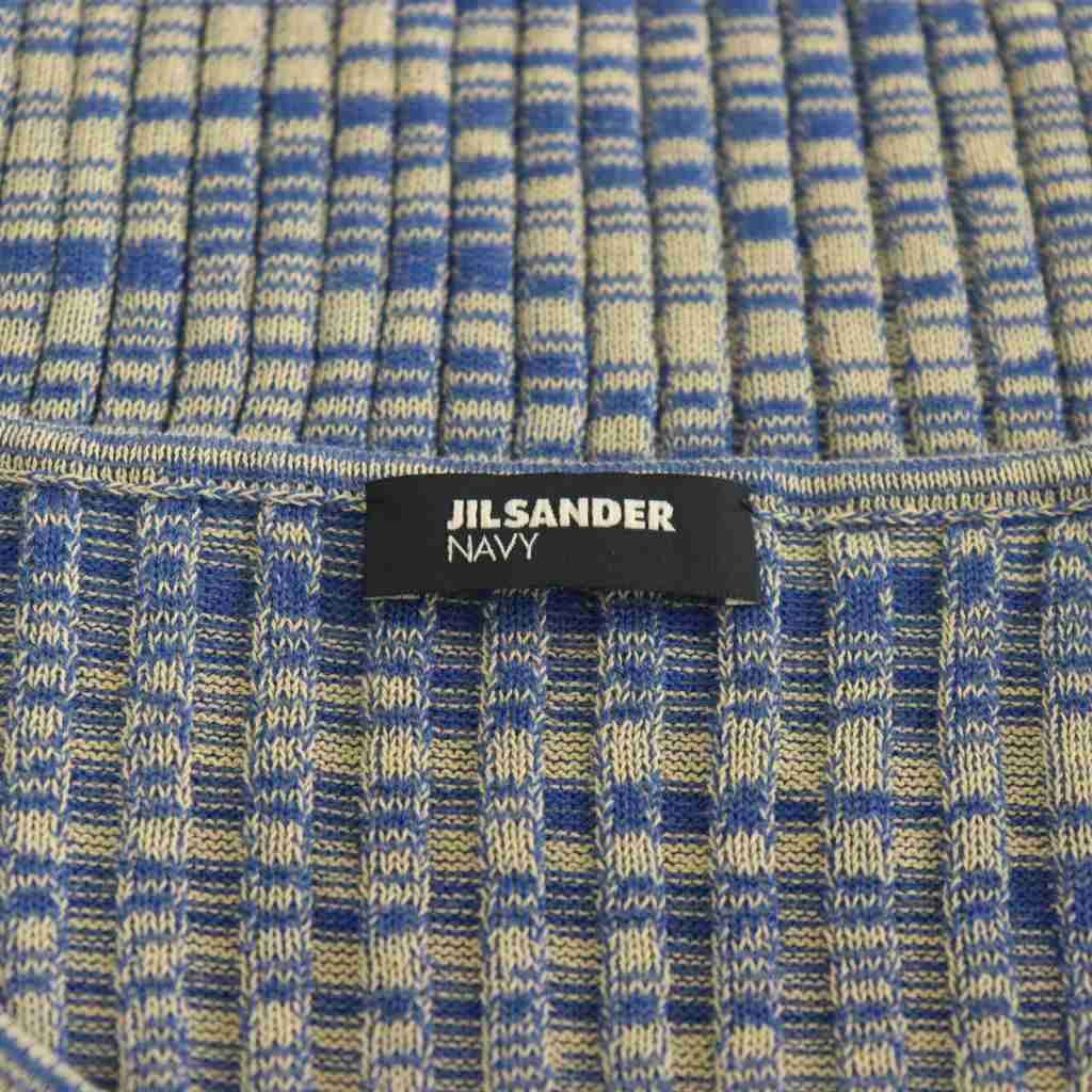 ジルサンダー JIL SANDER ネイビー リブ ニット 5分袖 カットソー M