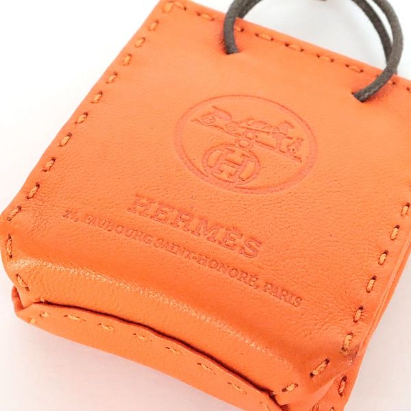 【広尾店】エルメス HERMES サックオランジュ バッグチャーム ショッパーモチーフ オレンジ Y刻印(2020年) 【20281】