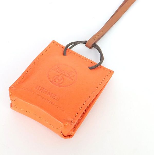 【広尾店】エルメス HERMES サックオランジュ バッグチャーム ショッパーモチーフ オレンジ Y刻印(2020年) 【20281】